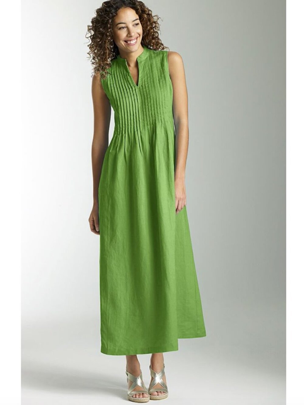 J Jill Linen Pintuck Maxi Dress